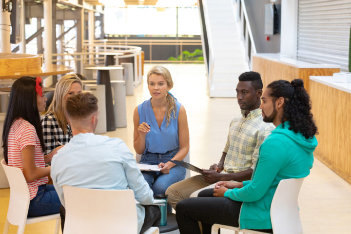 Image: group discussion about volunteers