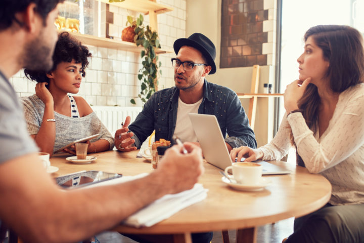 People meeting at a cafe